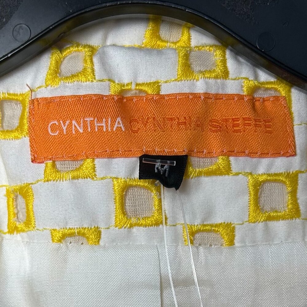 NWT Cynthia Steffe Women's Size M White and‎ Yellow Spring Coat - Picture 4 of 4